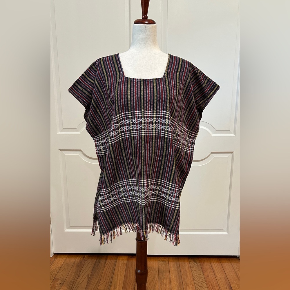 Multicolor Treadle Loom blouse made in Oaxaca Mexico. Blusa deshilada!